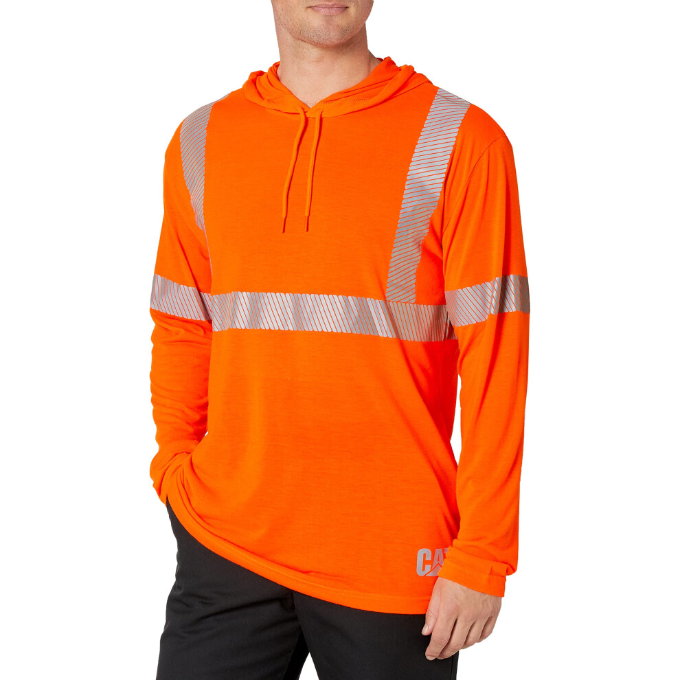 Caterpillar Men's Classic Fit Long Sleeve Hooded Shirt  Hi-Vis Orange