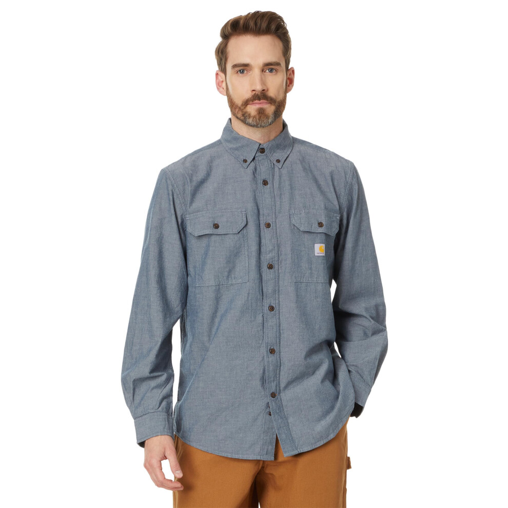 Carhartt Men's Loose Fit Midweight Chambray Long-Sleeve Shirt  Denim B