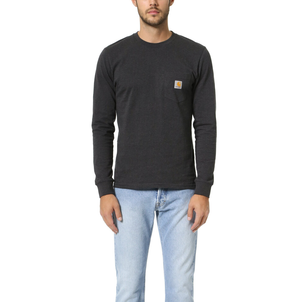 Carhartt Men's Loose Fit Heavyweight Long-Sleeve Pocket T-Shirt  Black