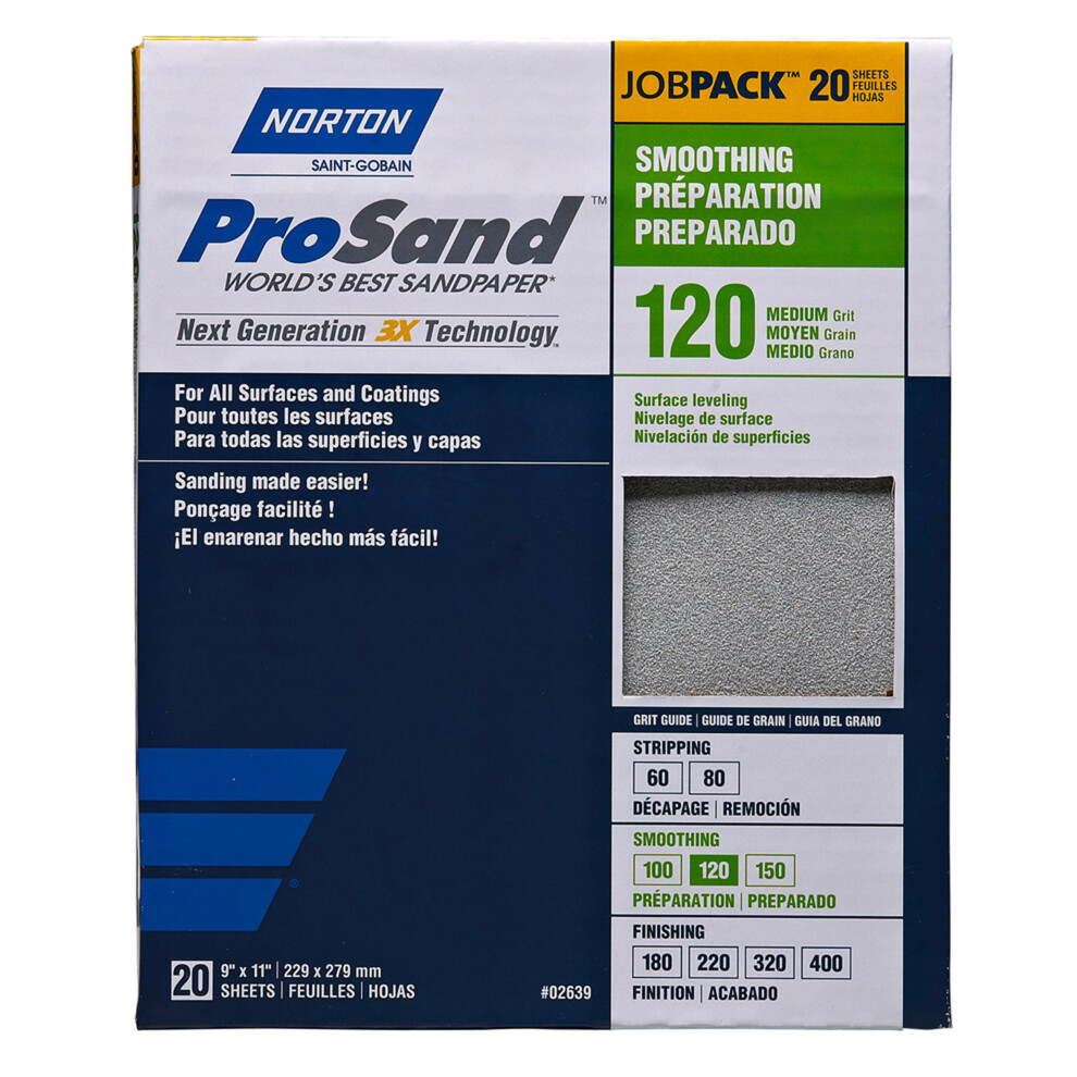 Norton ProSand 9"" x 11"" Sanding Sheets 120G 20pack