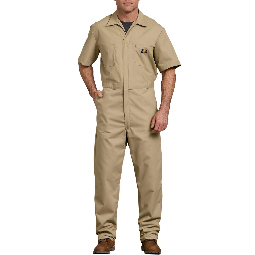 Dickies Men's Short Sleeve Coverall  Khaki  Medium Regular