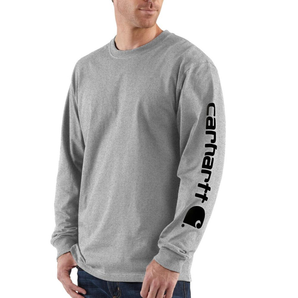 Carhartt Mens Loose Fit Heavyweight Long-Sleeve Logo Sleeve Graphic T-