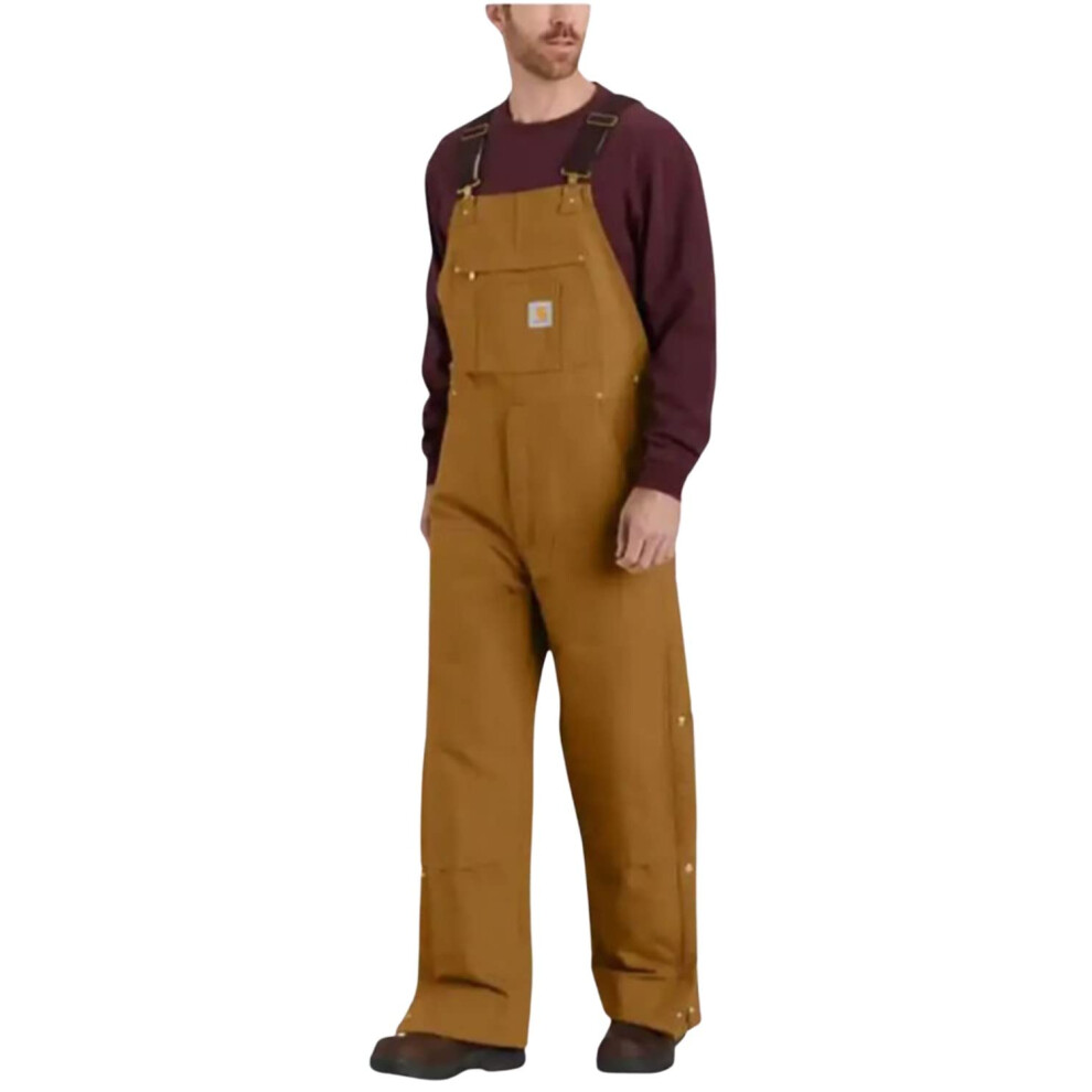 Carhartt Men's Loose Fit Firm Duck Insulated Bib Overall  Brown  Large