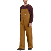 Carhartt Men's Loose Fit Firm Duck Insulated Bib Overall Brown Small
