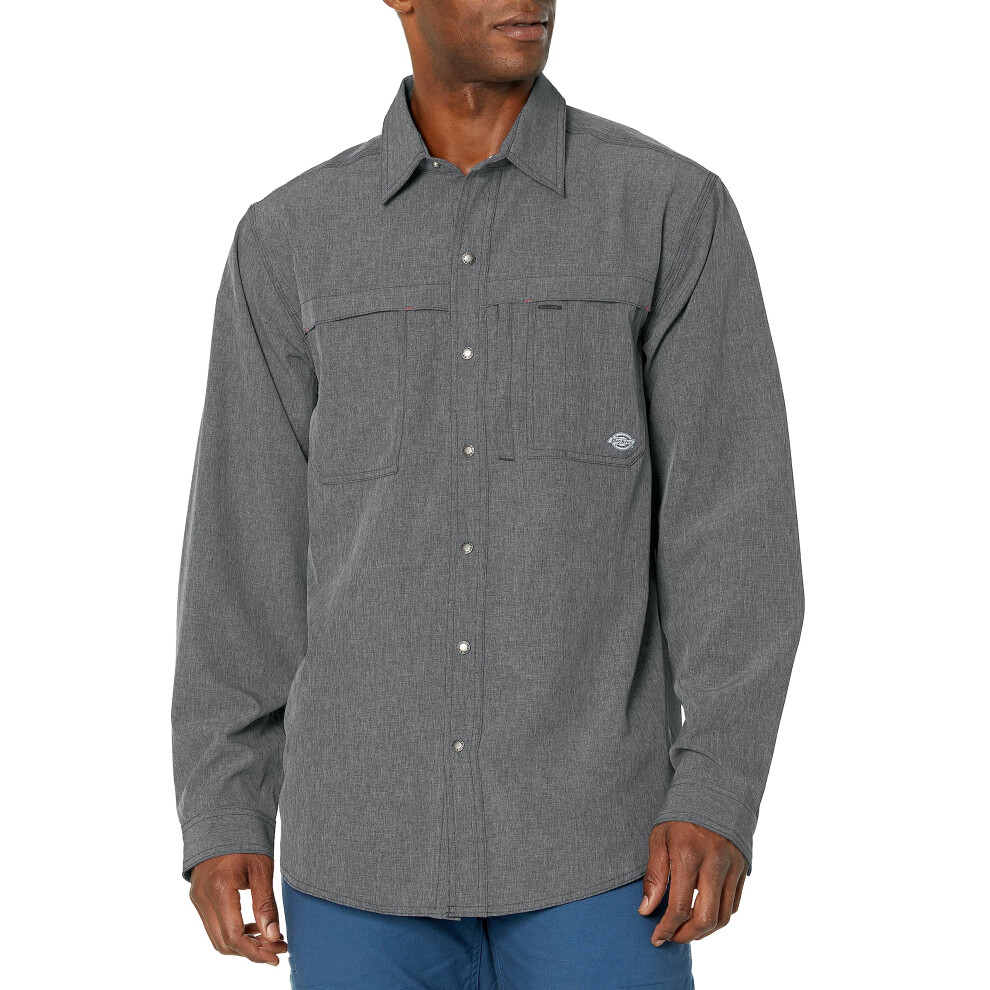 Dickies Men's Big & Tall Cooling Long Sleeve Work Shirt  Charcoal Sing