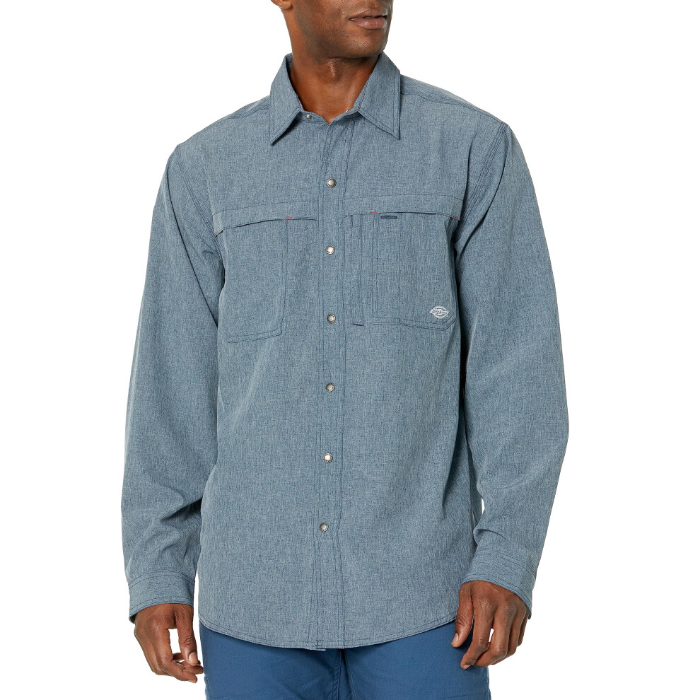 Dickies Men's Cooling Long Sleeve Work Shirt  Airforce Blue Single DYE