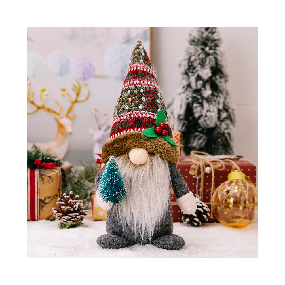 (Christmas Gray Cap Male) Rustic Charming Gnome Doll For Cozy Christmas Home Decor With Decorative Holiday Tree-image-OPC-PFMQMQD-NEW