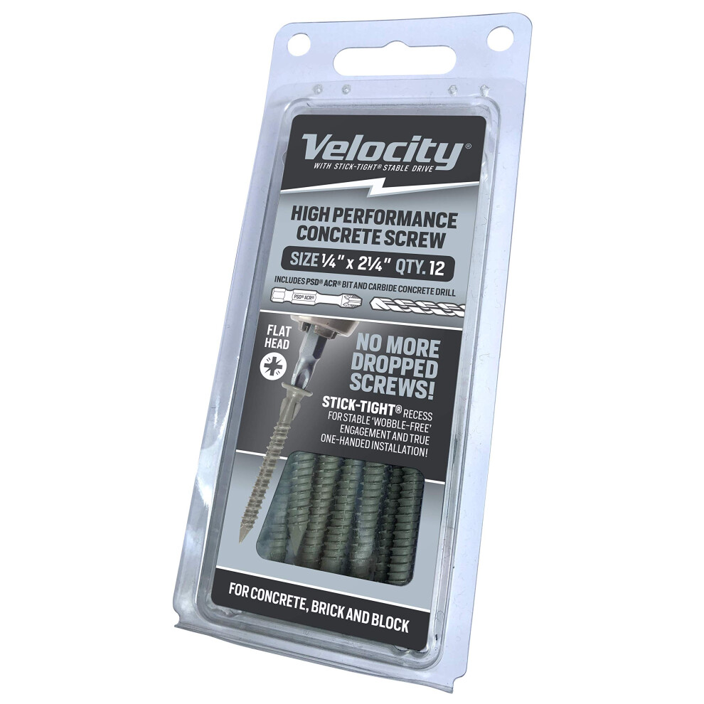 Velocity Concrete Screw Set - Includes 12 High-Performance Concrete Sc