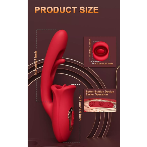 3-in-1 Rose Thrusting Vibrator Clit, & Tongue Licking Stimulation 2