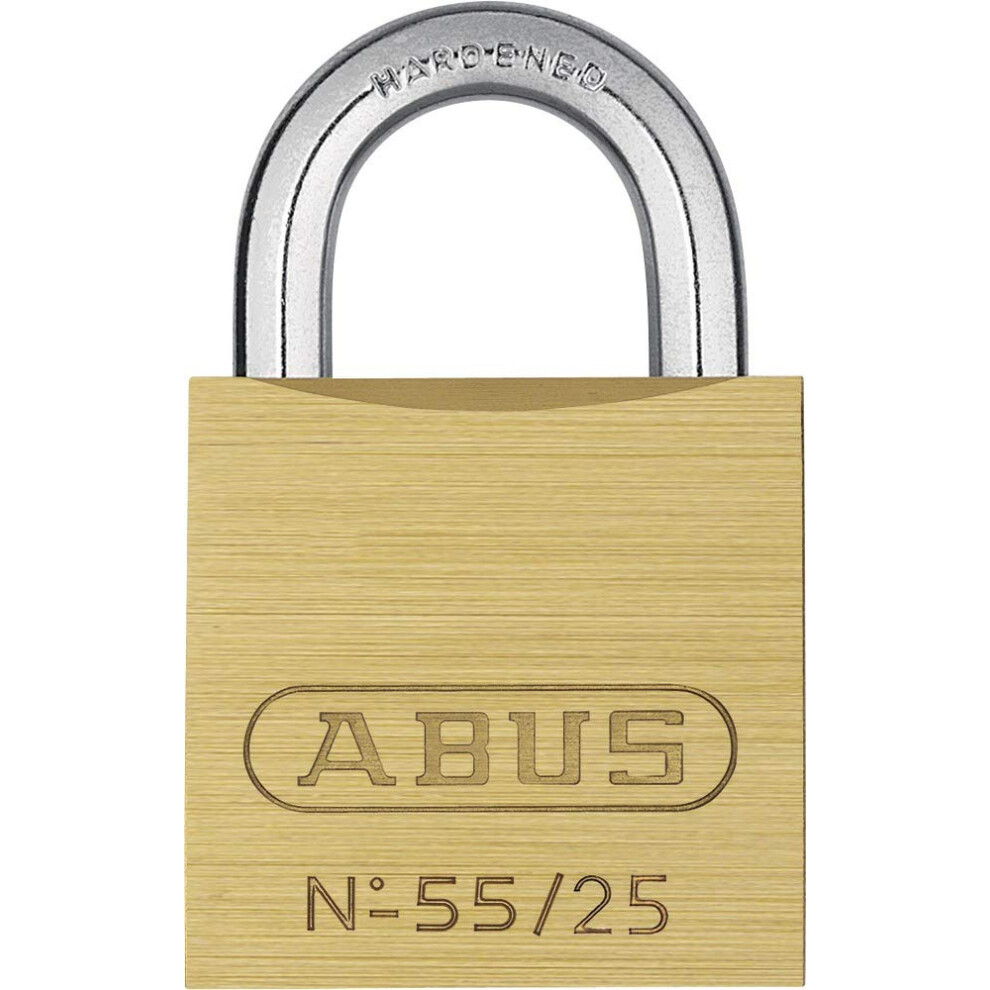 ABUS 55/25 Solid Brass Padlock Keyed Different - Hardened Steel Shackl