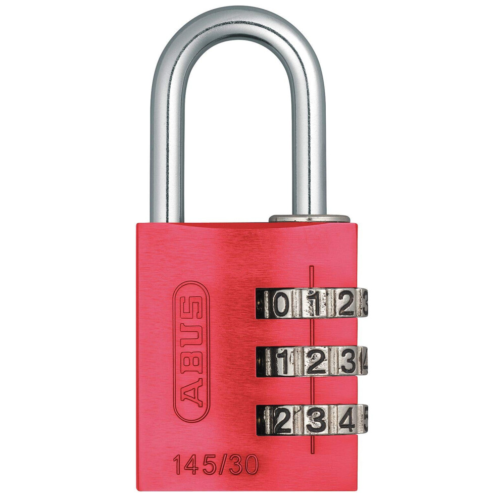 ABUS 145/30 C 30mm Body 3-Dial Resettable Combination Padlock  Red