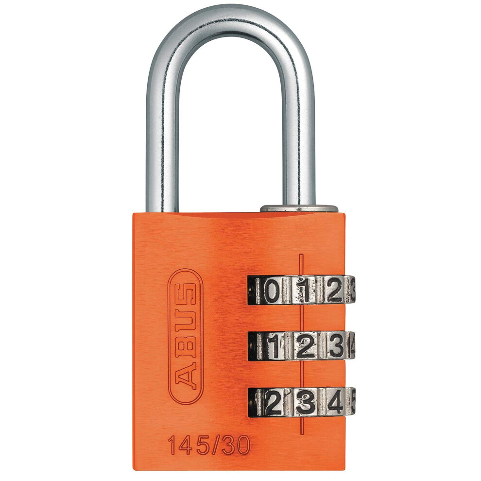 ABUS 145/30 C Aluminum Resettable Combination Padlock  3 Dial  Orange