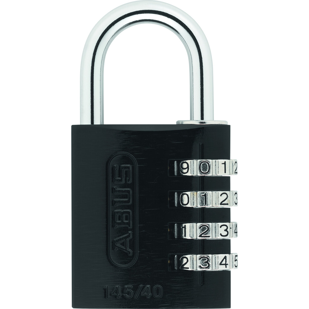 ABUS 145/40 C Aluminum Resettable Combination Padlock  4 Dial  Black