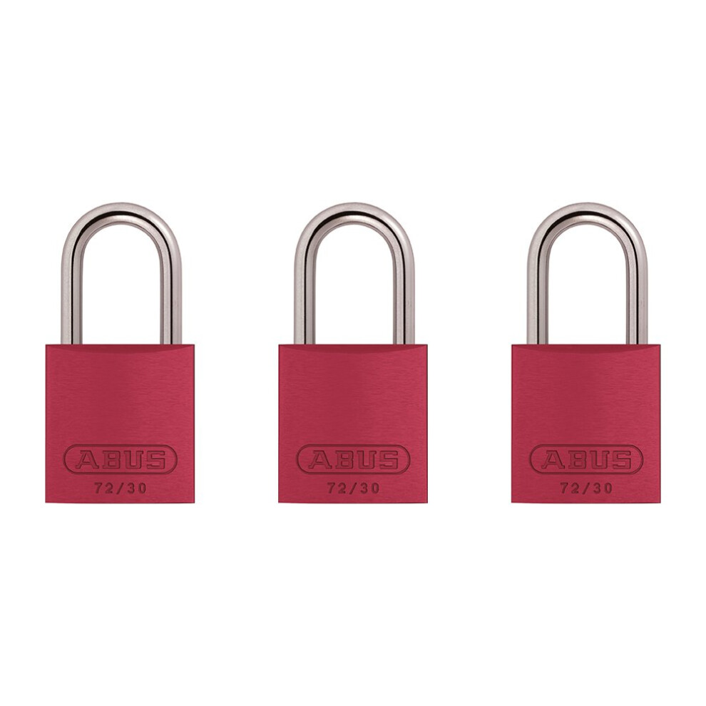 ABUS Red 72/30 Lockout Tagout Safety Padlock with 1"" Shackle  3 Pack