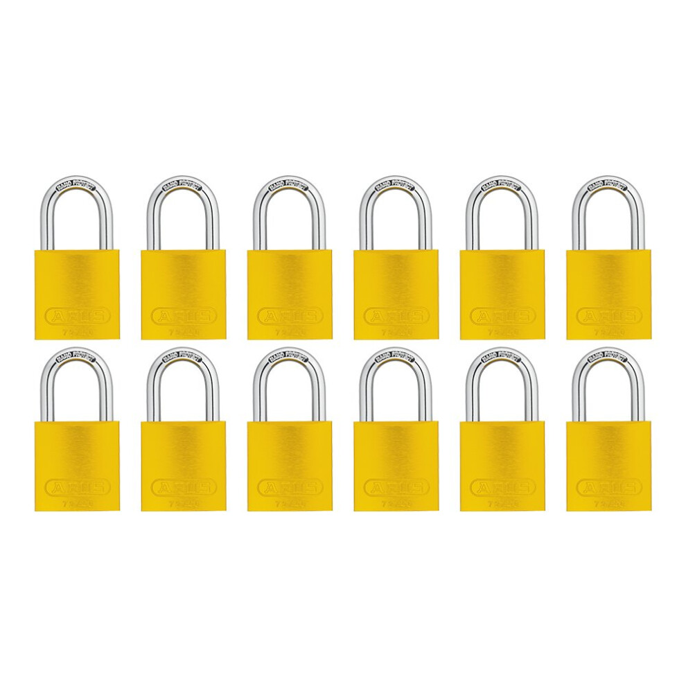 ABUS Yellow 72/40 Lockout Tagout Padlock w/ 1"" Shackle  12 Pack  Keye