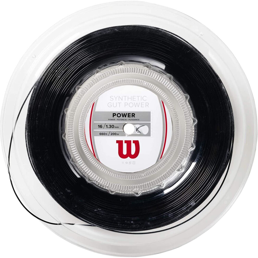 Wilson Synthetic Gut Power 16 Tennis String - 200m Reel  Black