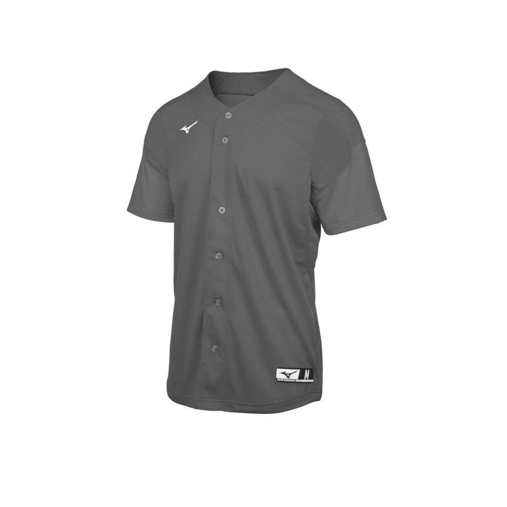 Mizuno Aerolite Full Button Baseball Jersey  Charcoal  XX-Large