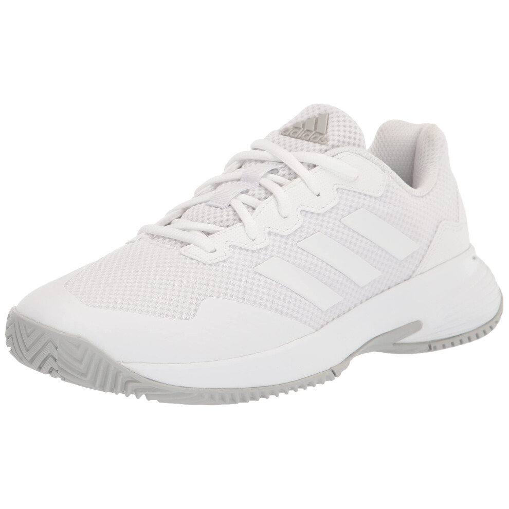 adidas womens Gamecourt 2 Tennis Shoe  White/White/Grey  8.5 US