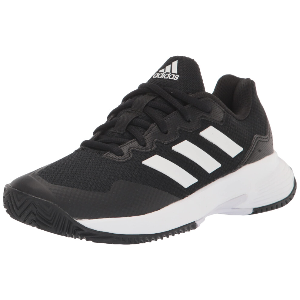 adidas Men's Gamecourt 2 Tennis Shoe  Black/White/Black  4