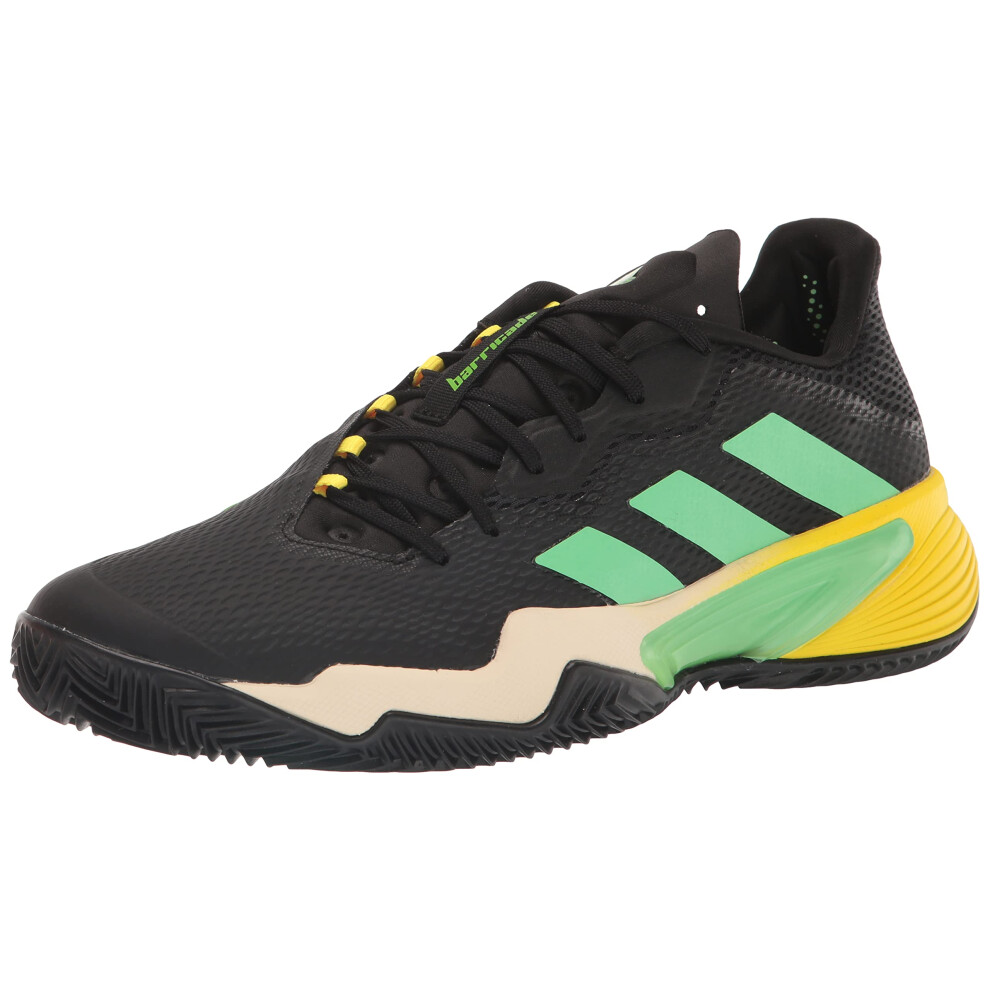 adidas Men's Barricade Tennis Shoe  White/Beam Green/Beam Yellow  8.5