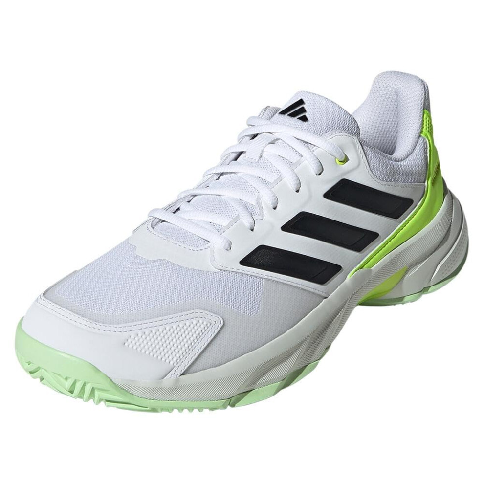 adidas Men's CourtJam Control 3 Sneaker  White/Black/Lucid Lemon  10.5