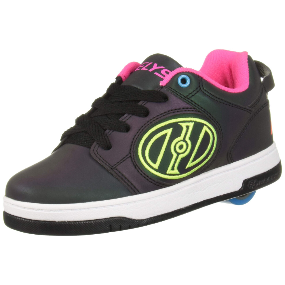 HEELYS Girl's Voyager Tennis Shoe  Black Reflective/Neon Yellow/Neon P