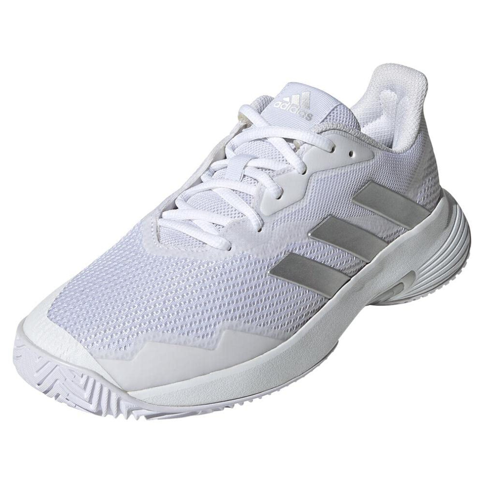 adidas Women's CourtJam Control Tennis Shoe  White/Silver Metallic/Whi