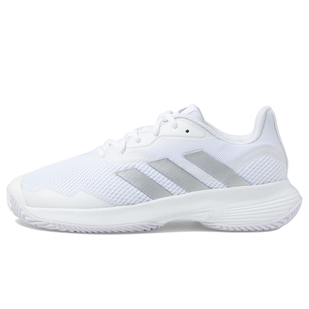 adidas Women's CourtJam Control Tennis Shoe  White/Silver Metallic/Whi