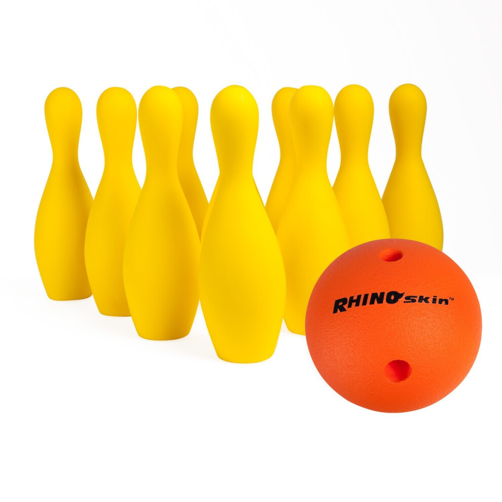 Champion Sports Foam Bowling Set: Rhino Skin Ball & Pins for Training