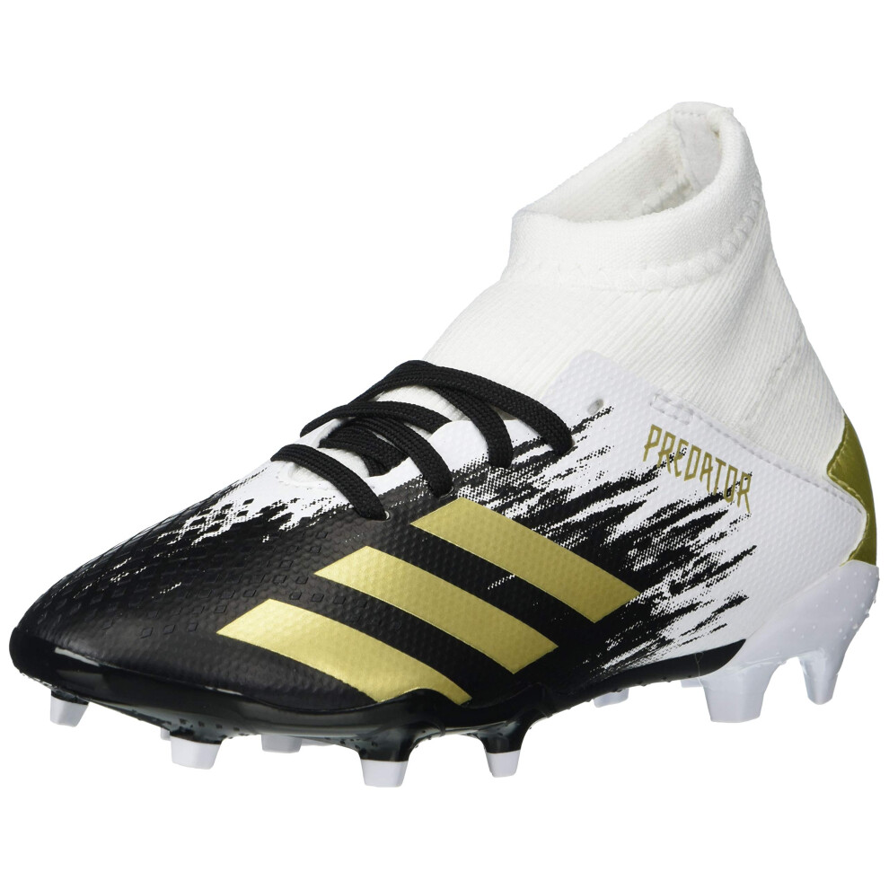 adidas boys Firm Ground Predator 20.3 Soccer Shoe  White/Gold Metallic