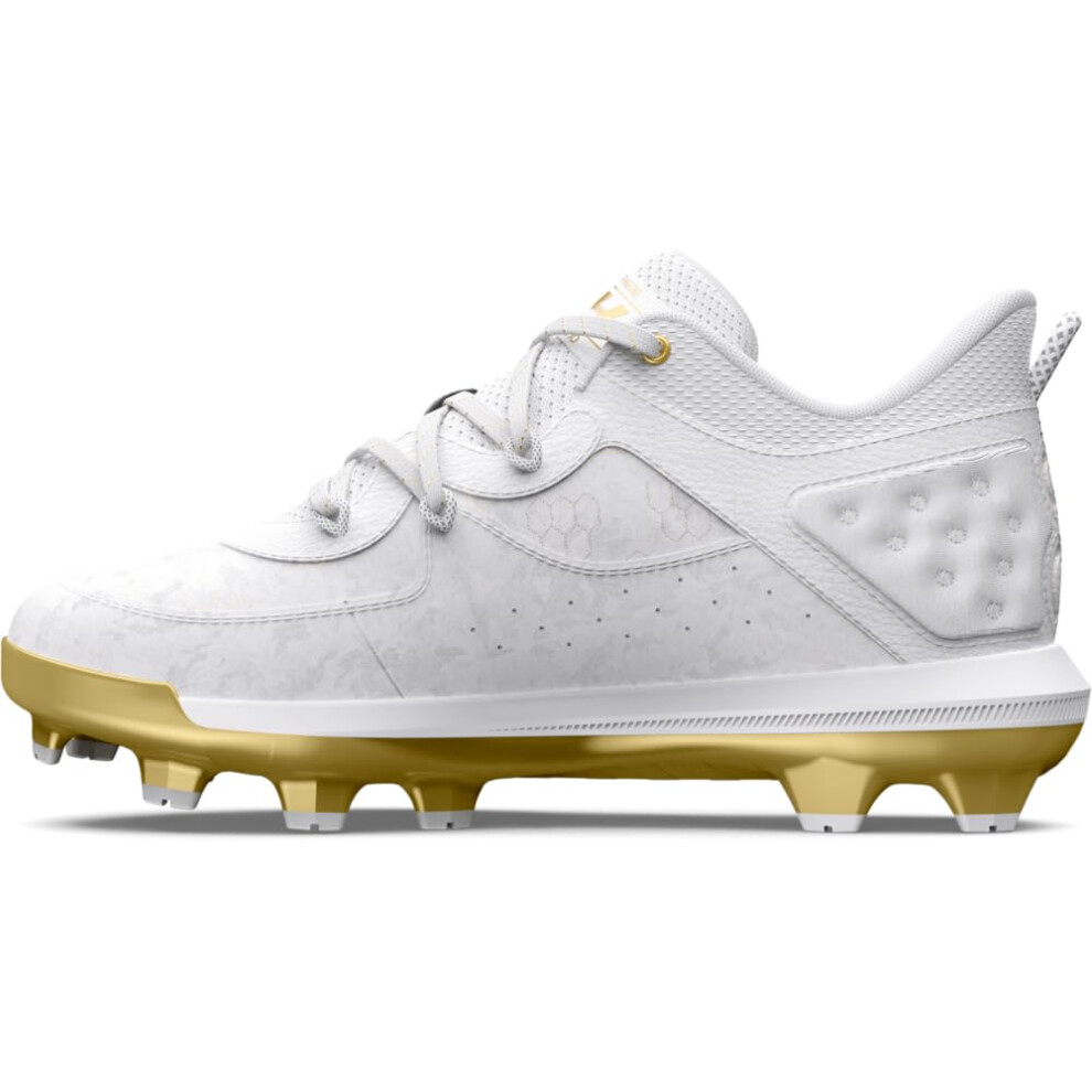 Under Armour Boys' Harper 8 TPU JR  (100) White/White/Metallic Gold  5