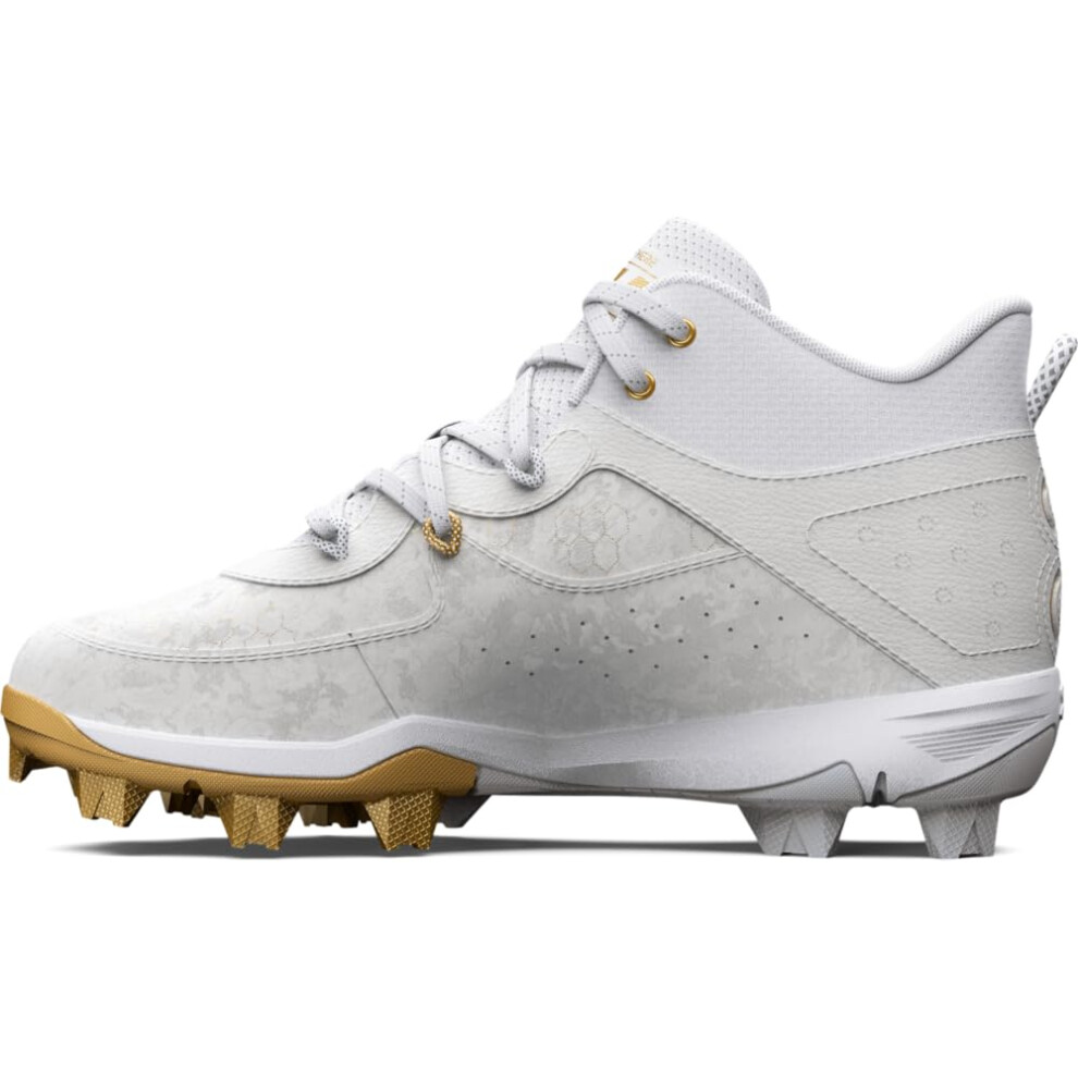 Under Armour Boys' Harper 8 Mid TPU JR  (100) White/White/Halo Gray  2