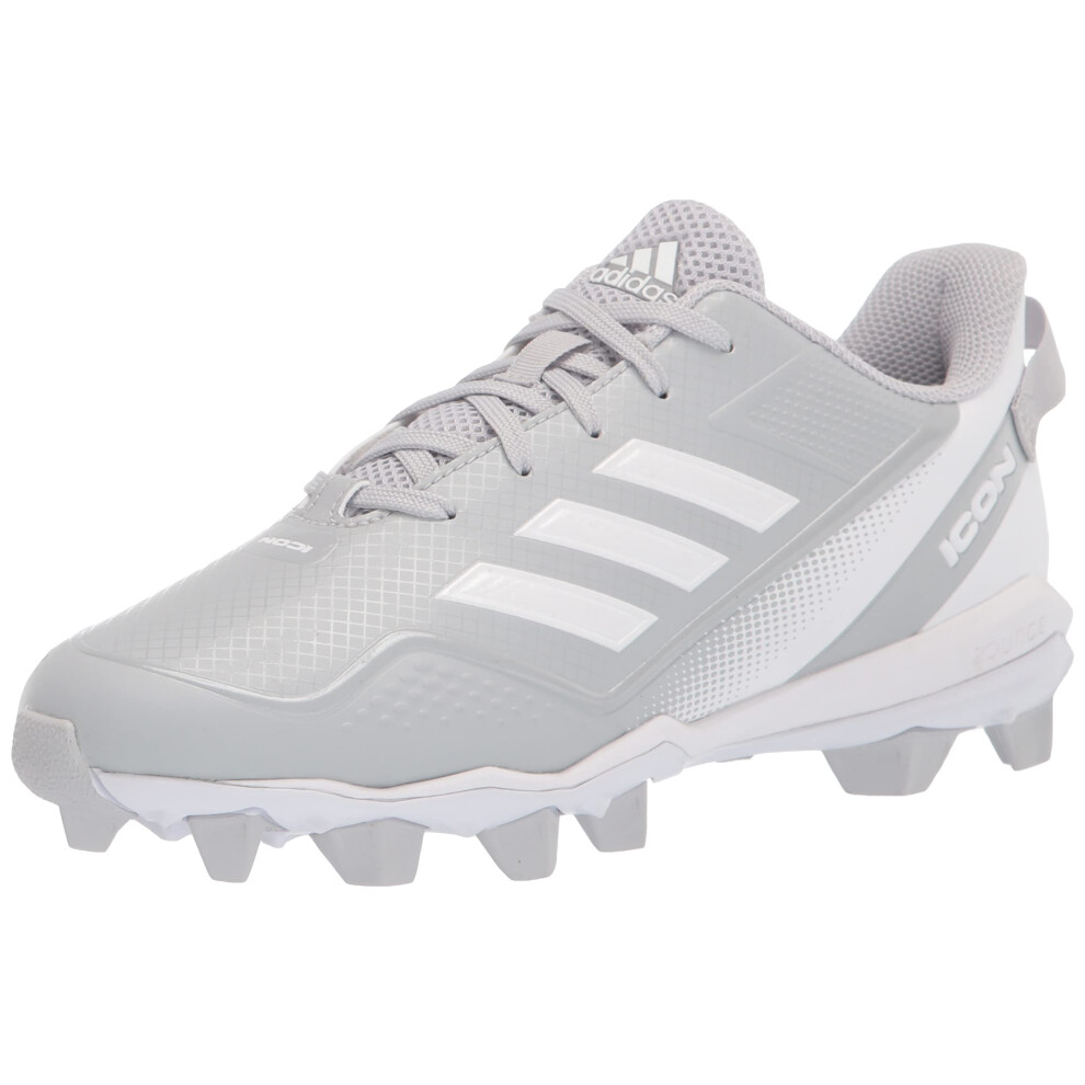 adidas Boy's Icon 7 MD Baseball Shoe  Team Light Grey/White/Silver Met