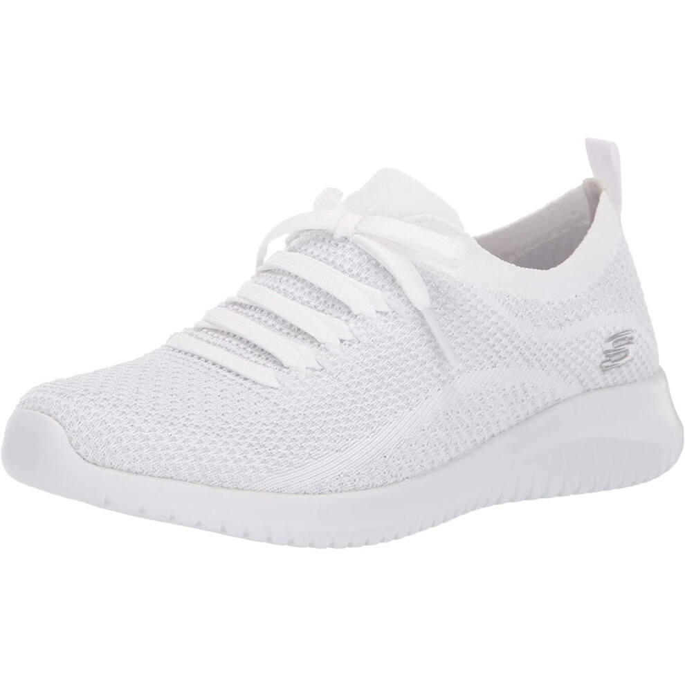 Skechers womens Ultra Flex Salutations Sneaker  White/Silver  8 US