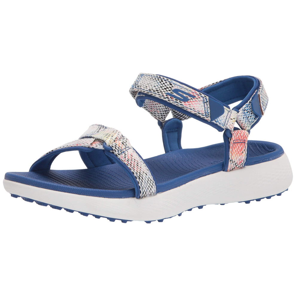 Skechers Women's 600 Spikeless Golf Sandal Shoe  Blue/Multi Snake Prin