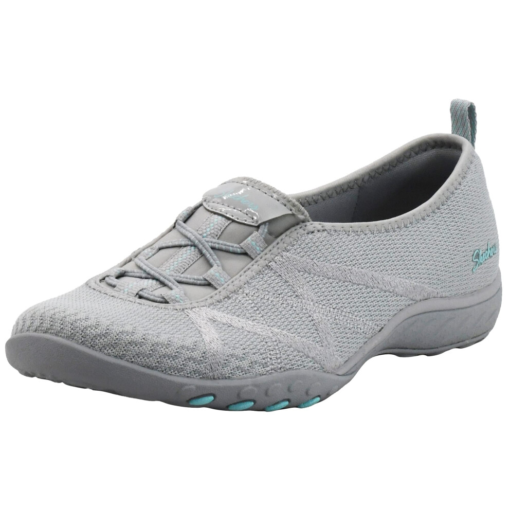 Skechers Women's Breathe-Easy-a Look Sneaker  Grey/Aqua  7.5 M