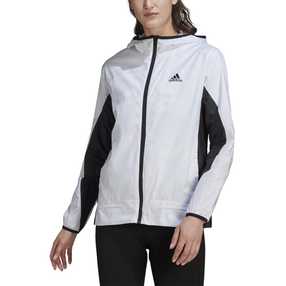 adidas Women's Logo Running Windbreaker  White/Black  Medium