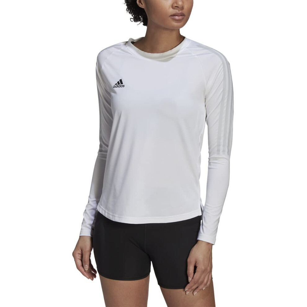 adidas Women's Hi Low Jersey Long Sleeve  White/Team Light Grey  Large