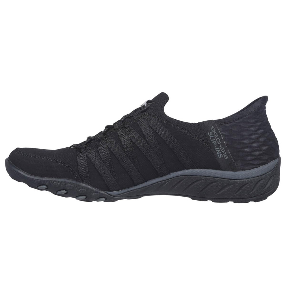 SKECHERS Women's Breathe Easy-ROLL with ME Sneaker  Black  7.5