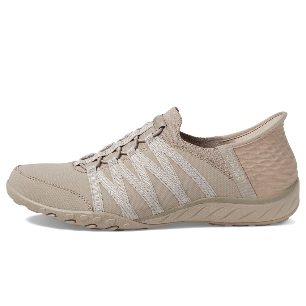 SKECHERS Women's Breathe Easy-ROLL with ME Sneaker  Taupe  7.5