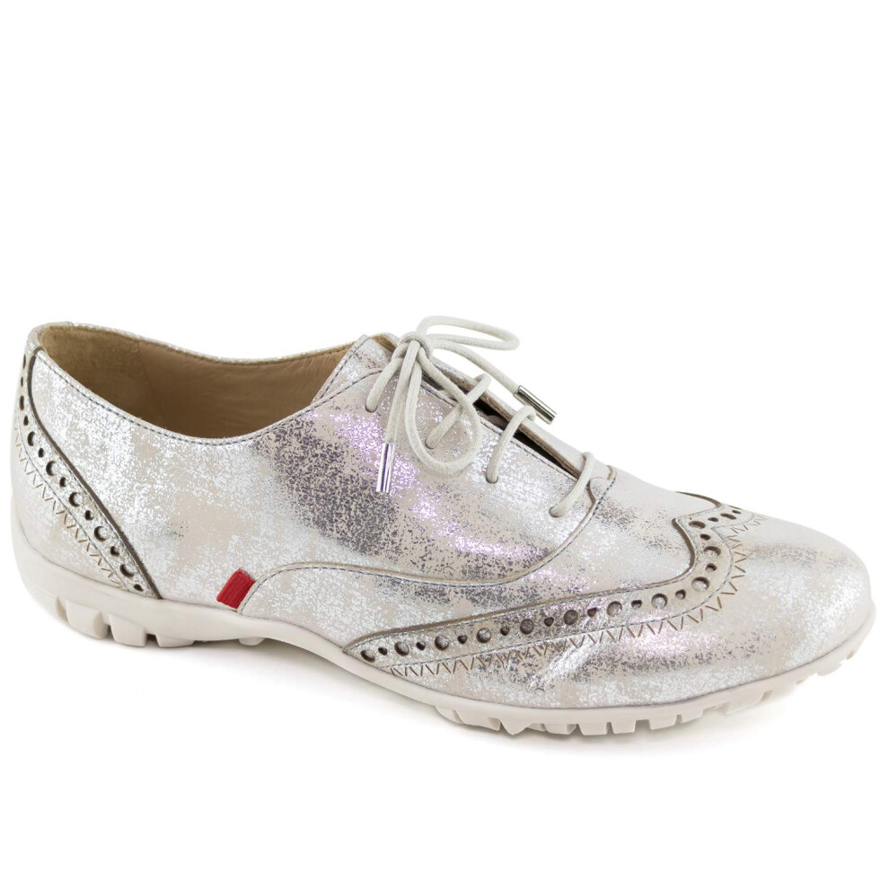 Marc Joseph New York Women's NYC Golf Loafer Flat  Silver Metallic Was