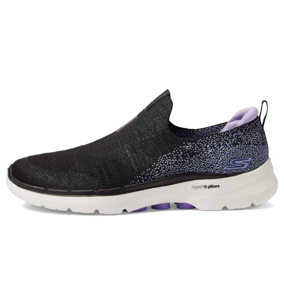 Skechers Women's GO Walk 6-Glimmering Sneaker  Black/Lavender  9.5