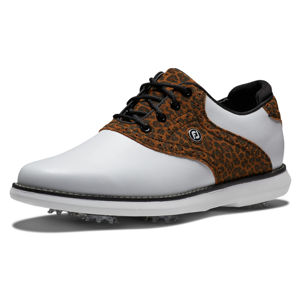 FootJoy Women's Traditions Golf Shoe  White/Leopard  8.5