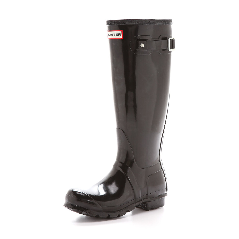 HUNTER Women's Original Tall Rain Boot Black Gloss 7 B(M) US