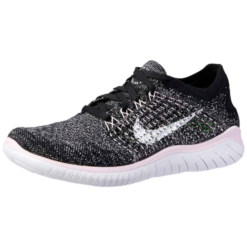 Nike Women's Free RN Flyknit 2018  Black/Pink Foam/White  7.5