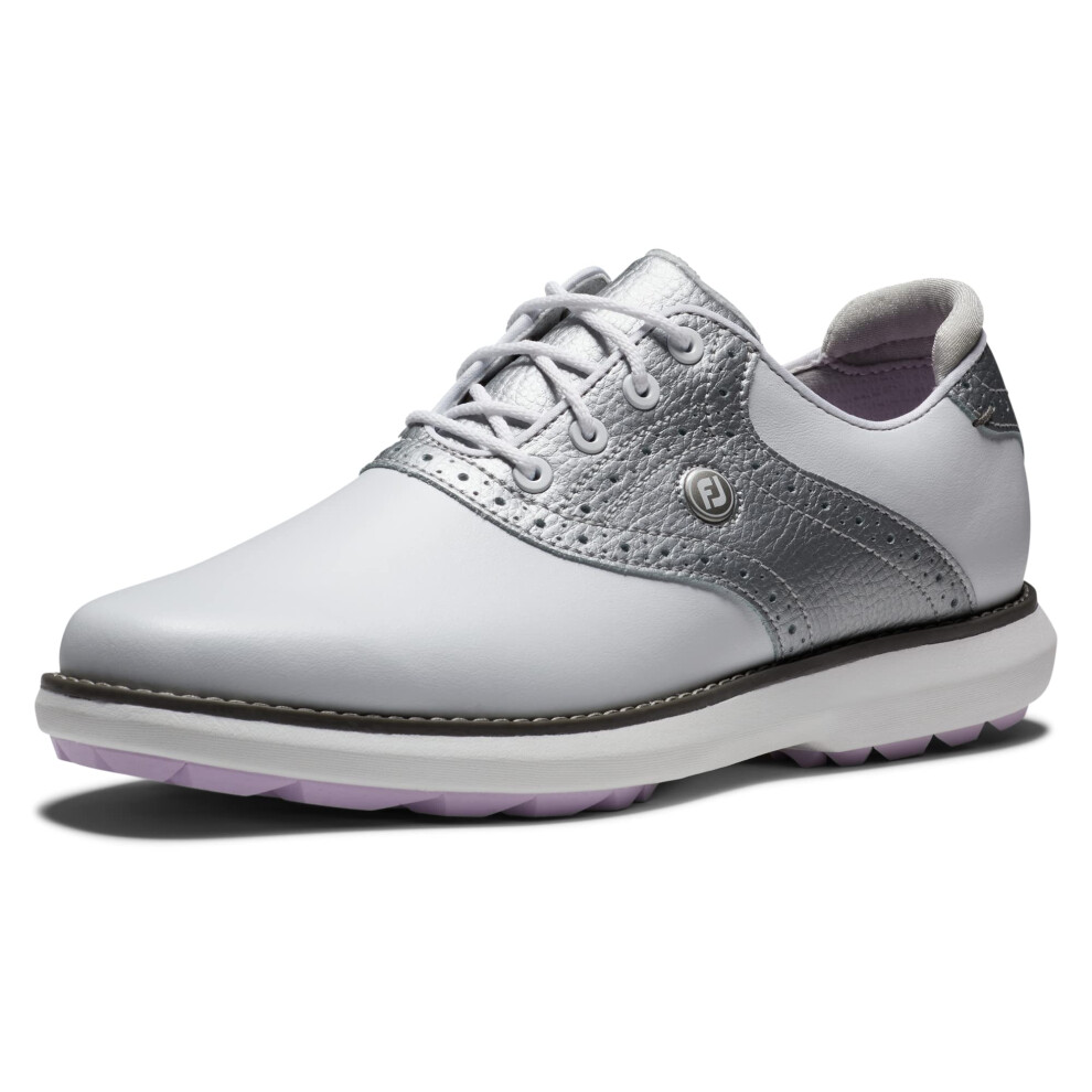 FootJoy Women's Traditions Spikeless Golf Shoe  White/Silver  7.5