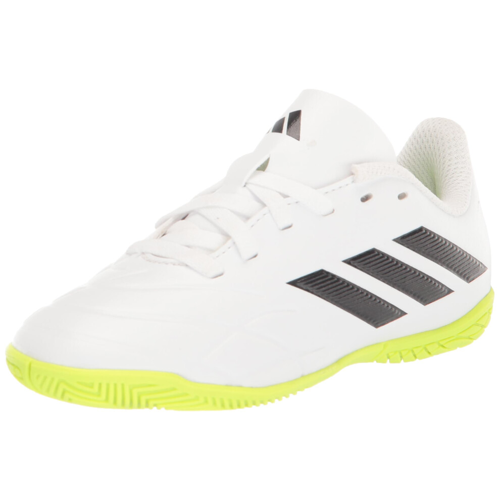 adidas Copa Pure.4 Indoor Sneaker  White/Core Black/Lucid Lemon  4 US