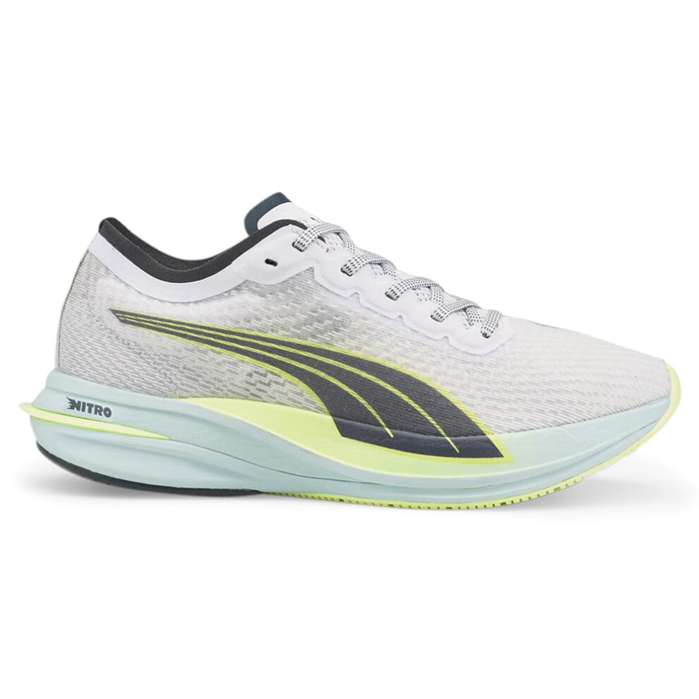 PUMA Women's Deviate Nitro Running Shoe  White/Dark Slate/Fizzy Light