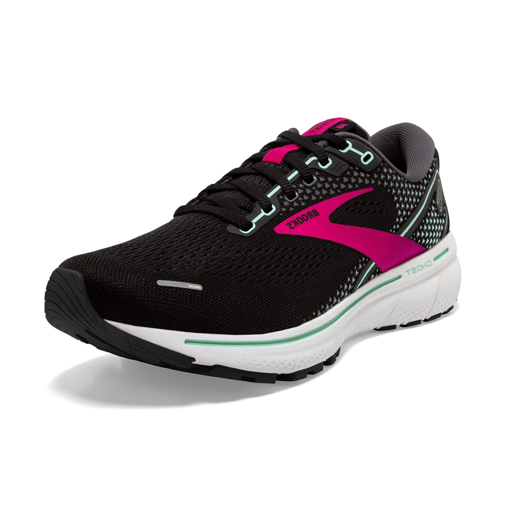 Brooks Women's Ghost 14 Neutral Running Shoe - Black/Pink/Yucca - 7 Me