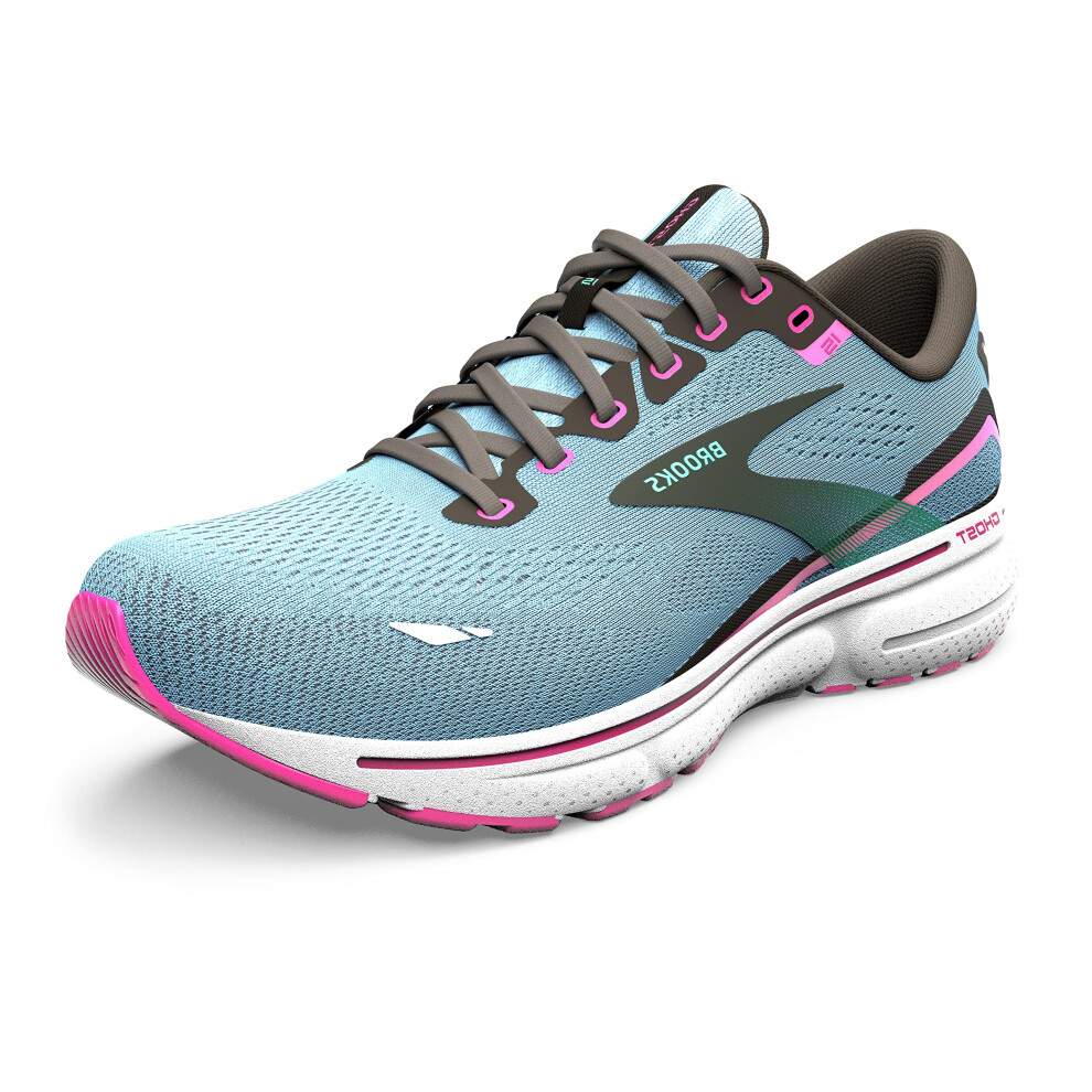 Brooks Women's Ghost 15 Neutral Running Shoe - Blue Bell/Black/Pink -